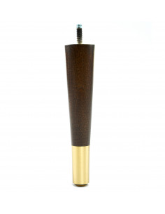 Wooden furniture leg with brass tip, dark brown, straight, H180 KM2302