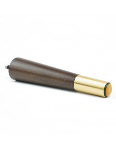 Wooden furniture leg with brass tip, dark brown, straight, H180 KM2302 2