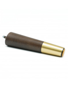 Wooden furniture leg with brass tip, dark brown, slanted, H180 KM2312 2