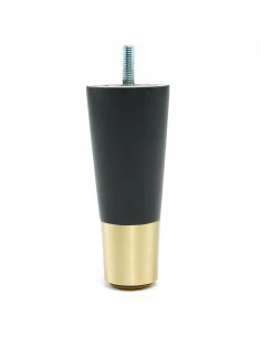 Wooden furniture leg with brass tip, black, straight, H120 KM2341