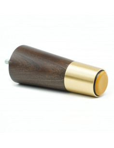 Wooden furniture leg with brass tip, dark brown, straight, H120 KM2342 2