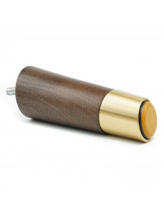 Wooden furniture leg with brass tip, dark brown, slanted, H120 KM2352 2