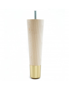 Wooden furniture leg with brass end, raw, straight, H180 KM2360