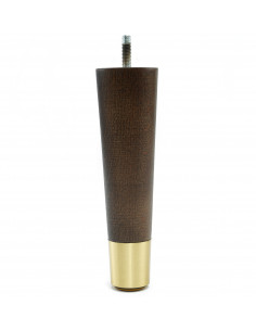 Wooden furniture leg with brass tip, dark brown, straight, H180 KM2362