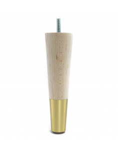 Wooden furniture leg with brass end, raw, straight, H180 KM2380