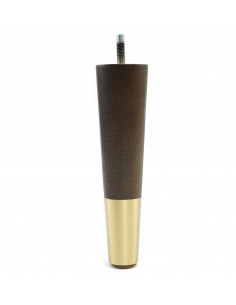 Wooden furniture leg with brass tip, dark brown, straight, H180 KM2382