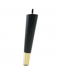 Wooden furniture leg with brass tip, black, slanted, H180 KM2391