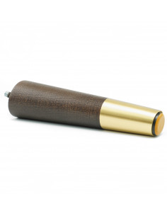 Wooden furniture leg with brass tip, dark brown, slanted, H180 KM2392 2