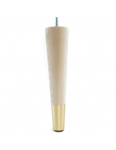 Wooden furniture leg with brass end, raw, straight, H240 KM2400