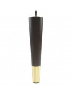 Wooden furniture leg with brass tip, dark brown, straight, H240 KM2402