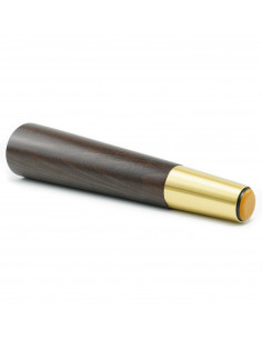Wooden furniture leg with brass tip, dark brown, straight, H240 KM2402 2