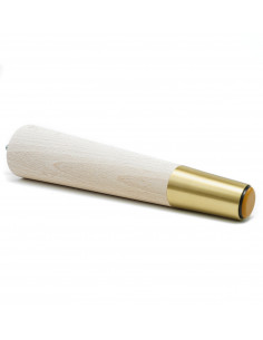 Wooden furniture leg with brass end, raw, slanted, H240 KM2410 2