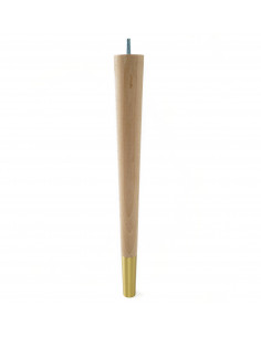 Wooden furniture leg with brass end, raw, straight, H420 KM2320