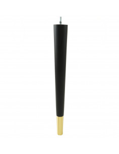 Wooden furniture leg with brass end, black, straight, H420 KM2321