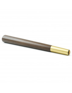 Wooden furniture leg with brass tip, dark brown, straight, H420 KM2322 2