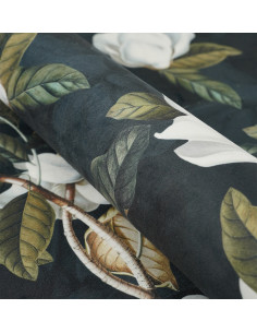 Fabric No.103 WONDER VELVET ( MAGNOLIE ON BLACK BACKGROUND ) 2
