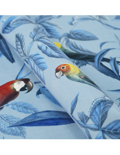 Fabric No.104 WONDER VELVET ( COLOR PAPAGUES ON BLUE BACKGROUND ) 2