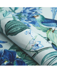 Fabric No.112 WONDER VELVET ( BLUE Irises on MINT background ) 2