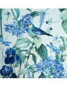 Fabric No.112 WONDER VELVET ( BLUE Irises on MINT background )