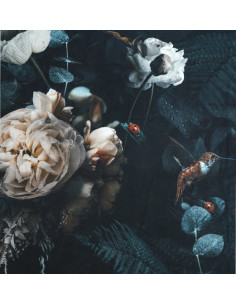 Fabric No.111 WONDER VELVET ( 3D floral and animal composition on black background )