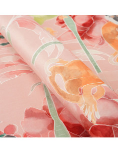 Fabric No.109 WONDER VELVET ( COLOURED MACKAGES ON A PINK ROSE BACKGROUND ) 2