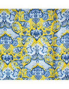 Fabric No.02 ETERO ( BLUE DECORATION ON YELLOW BACKGROUND )
