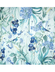 Fabric No.12 ETERO ( BLUE Irises on MINT background )