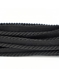 Decorative cord with piping 6 mm black KM12216