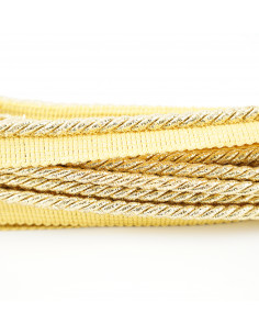 Decorative cord with piping 6 mm glitter gold KM12218