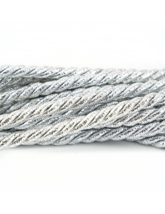 Decorative cord 8 mm glitter silver KM12319