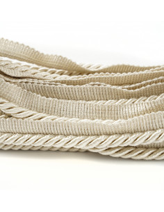 Decorative cord with piping 8 mm cream-grey KM12402