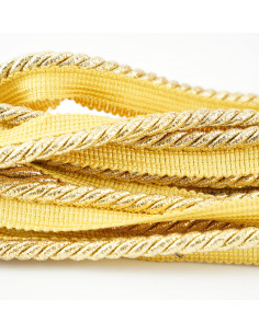 Decorative cord with piping 8 mm brocade gold KM12418