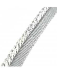 Decorative cord with piping 8 mm glitter silver KM12419 2