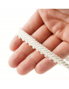 Cord with decorative ribbon matte 12 mm wide cream gray KM13202 2