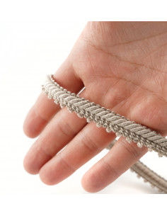 Cord with decorative ribbon matte 12 mm wide gray-beige KM13220 2