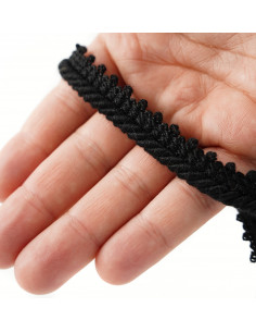 Cord with decorative ribbon matte 12 mm wide black KM13216 2