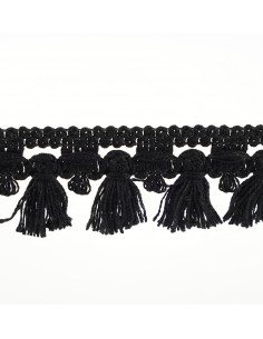 Decorative ribbon with tangs matte 35 mm wide black KM13316