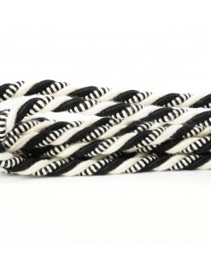 Decorative cord matte 8 mm black-ecru KM13723