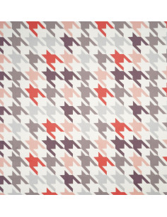 Fabric PEPITKA LARGE 05 SOFT VELVET ( GRAY - RED - CORAL )