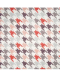 Fabric PEPITKA LARGE 05 SOFT VELVET ( GRAY - RED - CORAL )